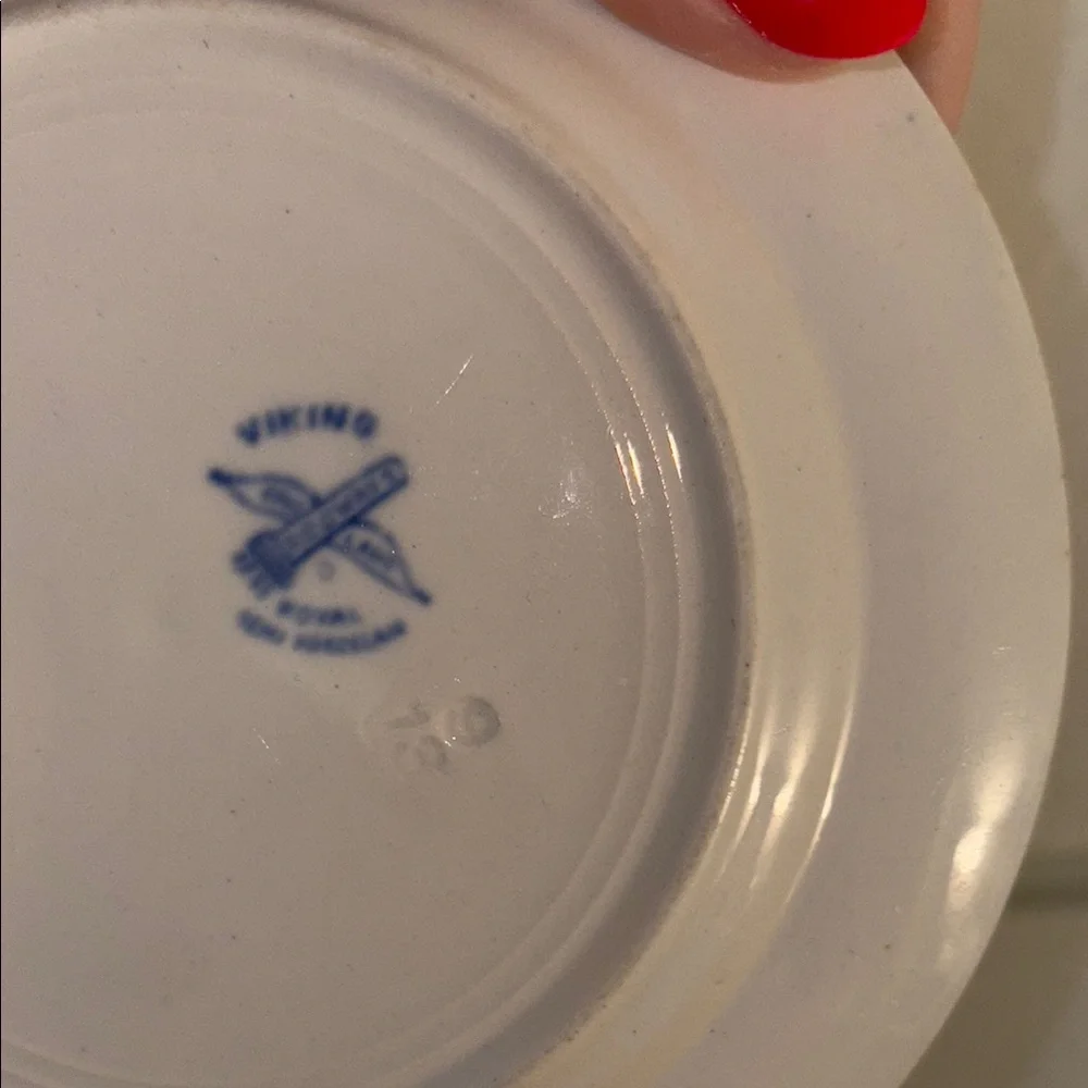 Antique SET OF 2- Royal Copenhagen Viking Blue and White Porcelain small plates